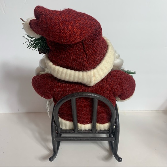 Vintage Santa in rocking chair decoration. Approx. 11”H Santa in cute red outfit - Picture 9 of 13